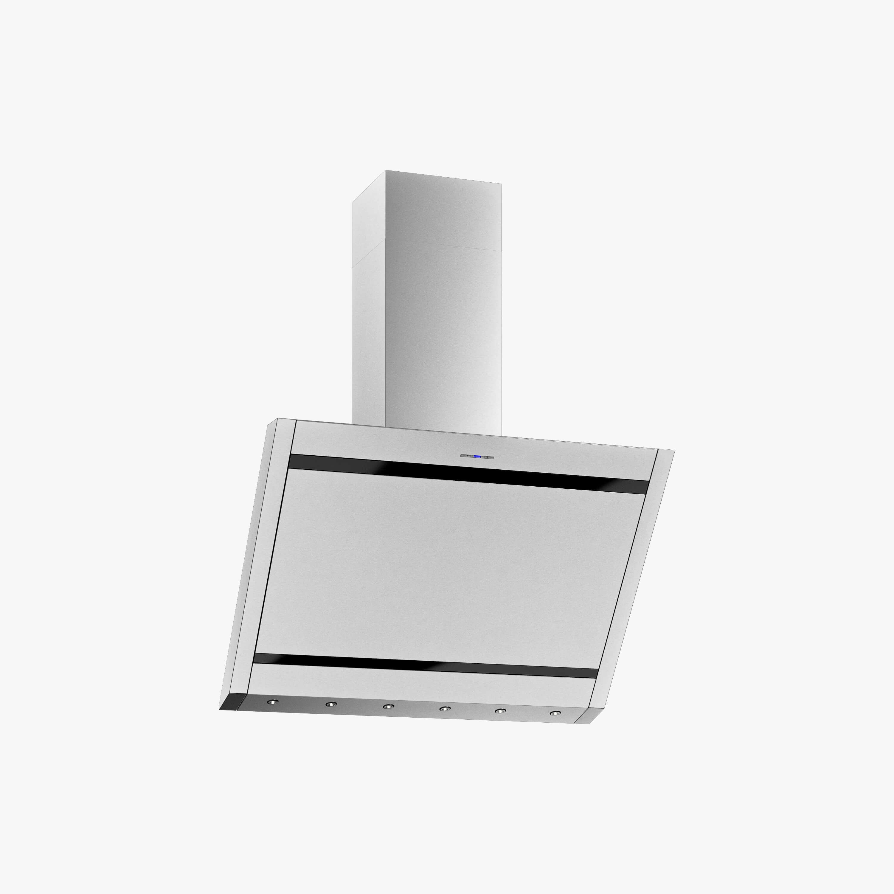 Produktbild på vägghängda köksfläkten Vertikal i rostfritt utförande från Fjäråskupan.